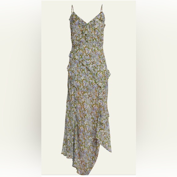 NEW $698 Veronica Beard AVENEL DRESS COLOR FOREST ARMY MULTI, 100% Silk - Picture 7 of 12